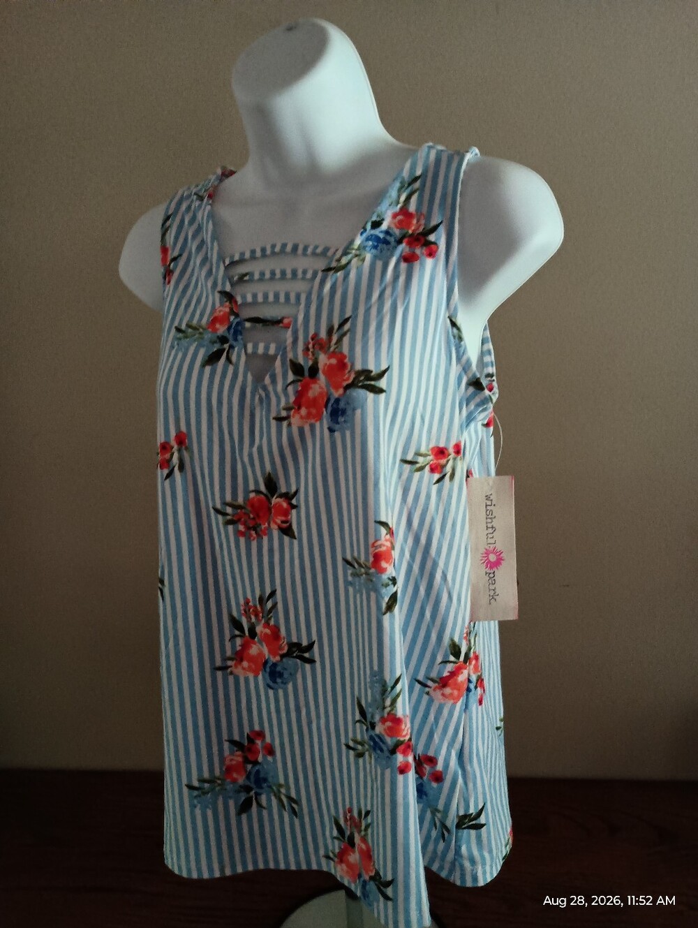 Wishful Park Blue & Pink Striped Sleeveless Tunic